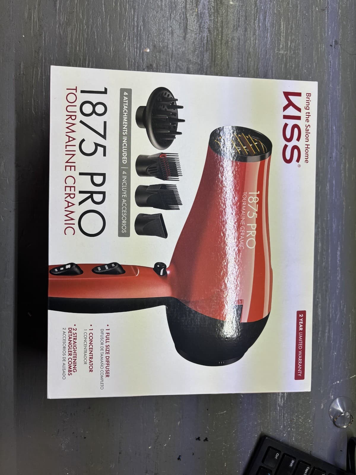 Kiss 1875 PRO Styling Edition Hair Dryer Tourmaline Ceramic, 4 Accessories - Image 1