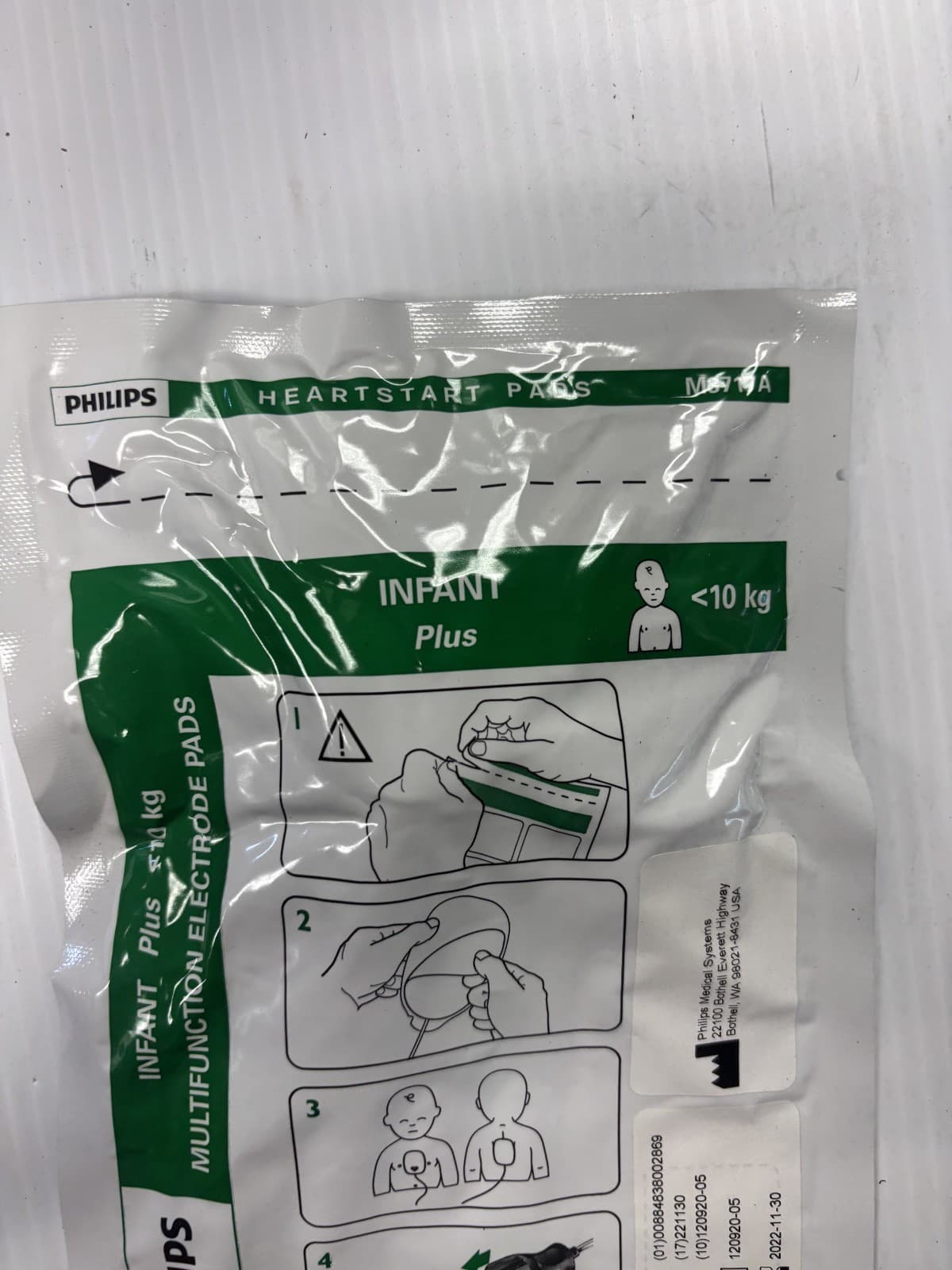 M3717A Electrode Pads Philips of HeartStart FR2+ FR3 FRX DFM100 XL+ Child Enfant - Thumbnail 3