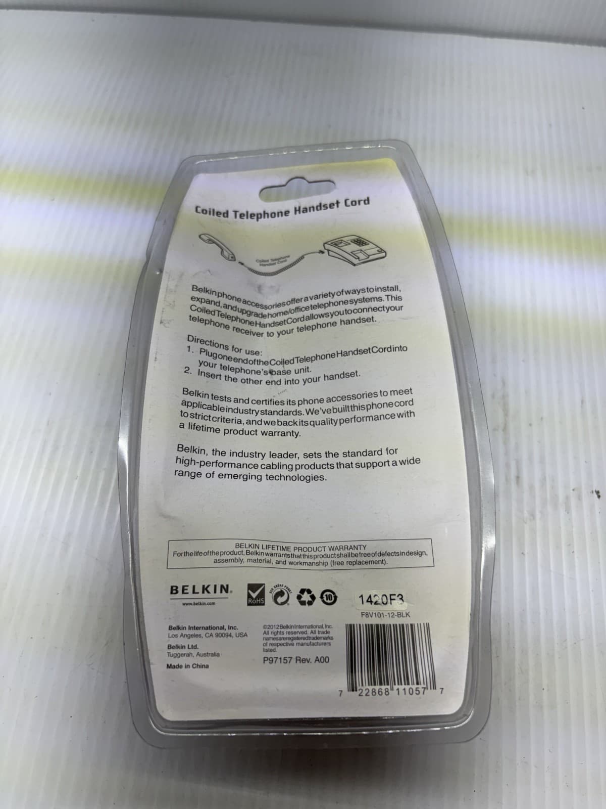 Lot Of 2 Belkin Coil Cord Telephone Handset 12 FT 3.7 M Modular - Thumbnail 3