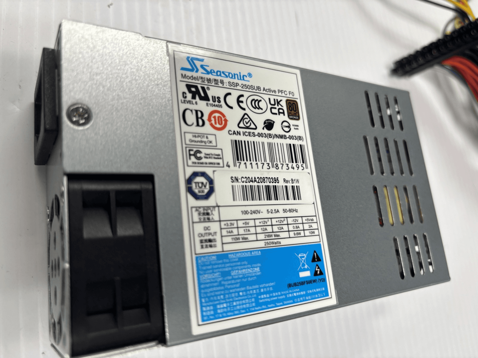 Seasonic SSP-250SUB Active PFC F0 250W 80 Plus Bronze Desktop Power Supply #0457 - Image 1