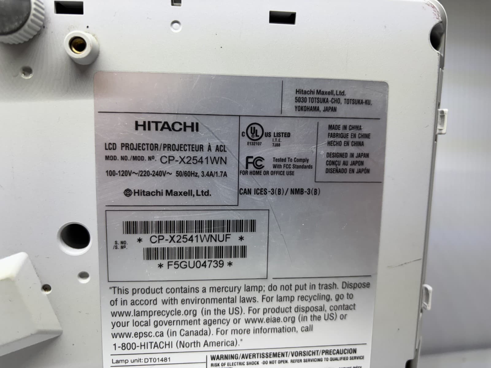 HITACHI CP-X2541WN LCD Projector - Thumbnail 5