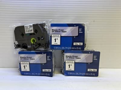 Brother Genuine P-Touch TZe-151 Laminated Tape 1” Inch Black Print ON CLEAR Tape - Image 1