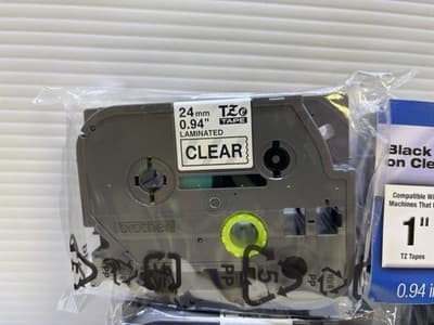 Brother Genuine P-Touch TZe-151 Laminated Tape 1” Inch Black Print ON CLEAR Tape - Thumbnail 3