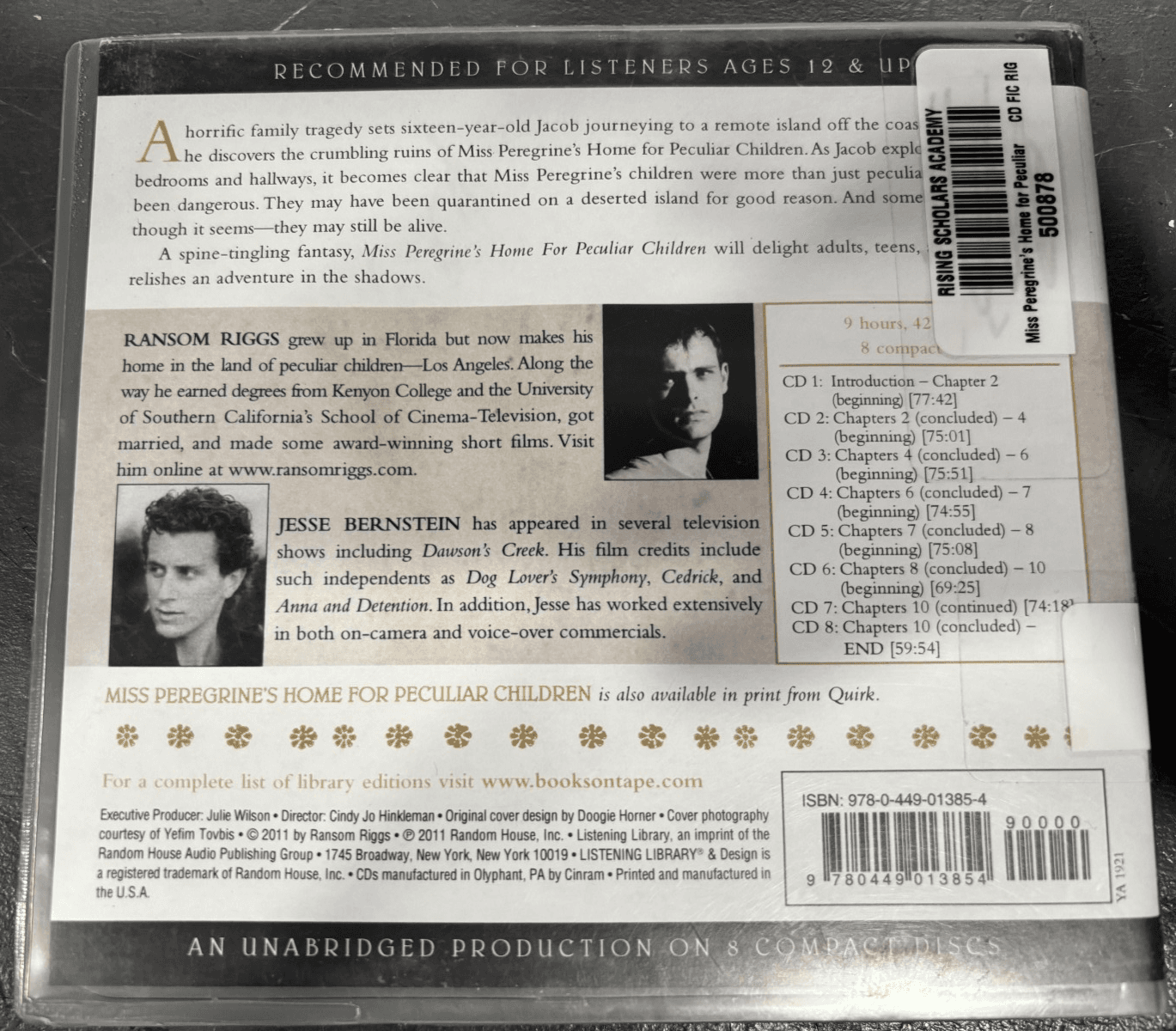 "Miss Peregrine's Home for Peculiar Children" 8 Audio CD Unabridged Ransom Riggs - Thumbnail 2