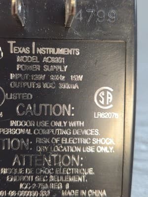 Texas Instruments AC 9201 Adapter Power Supply Cable w/ Box - Thumbnail 4