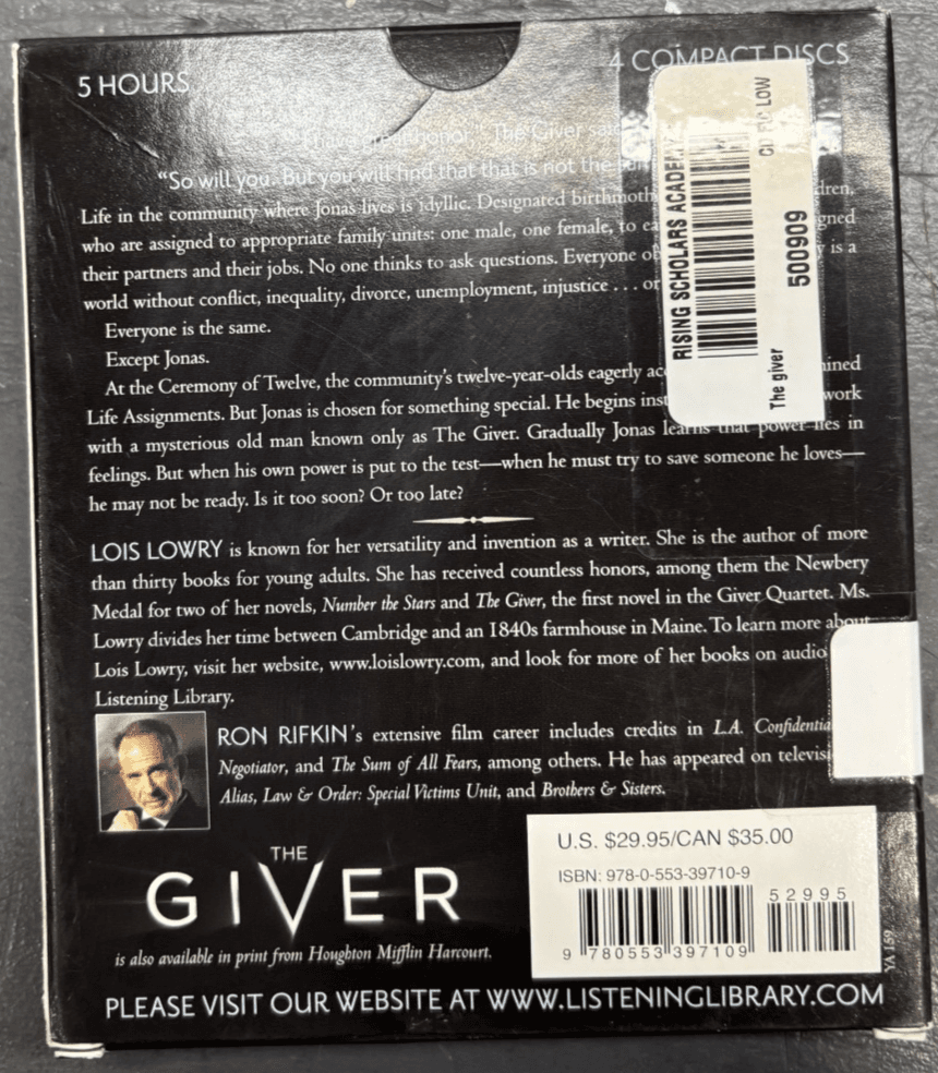 The Giver by Lois Lowry (1995, Audio, Other, Unabridged edition) - Thumbnail 2