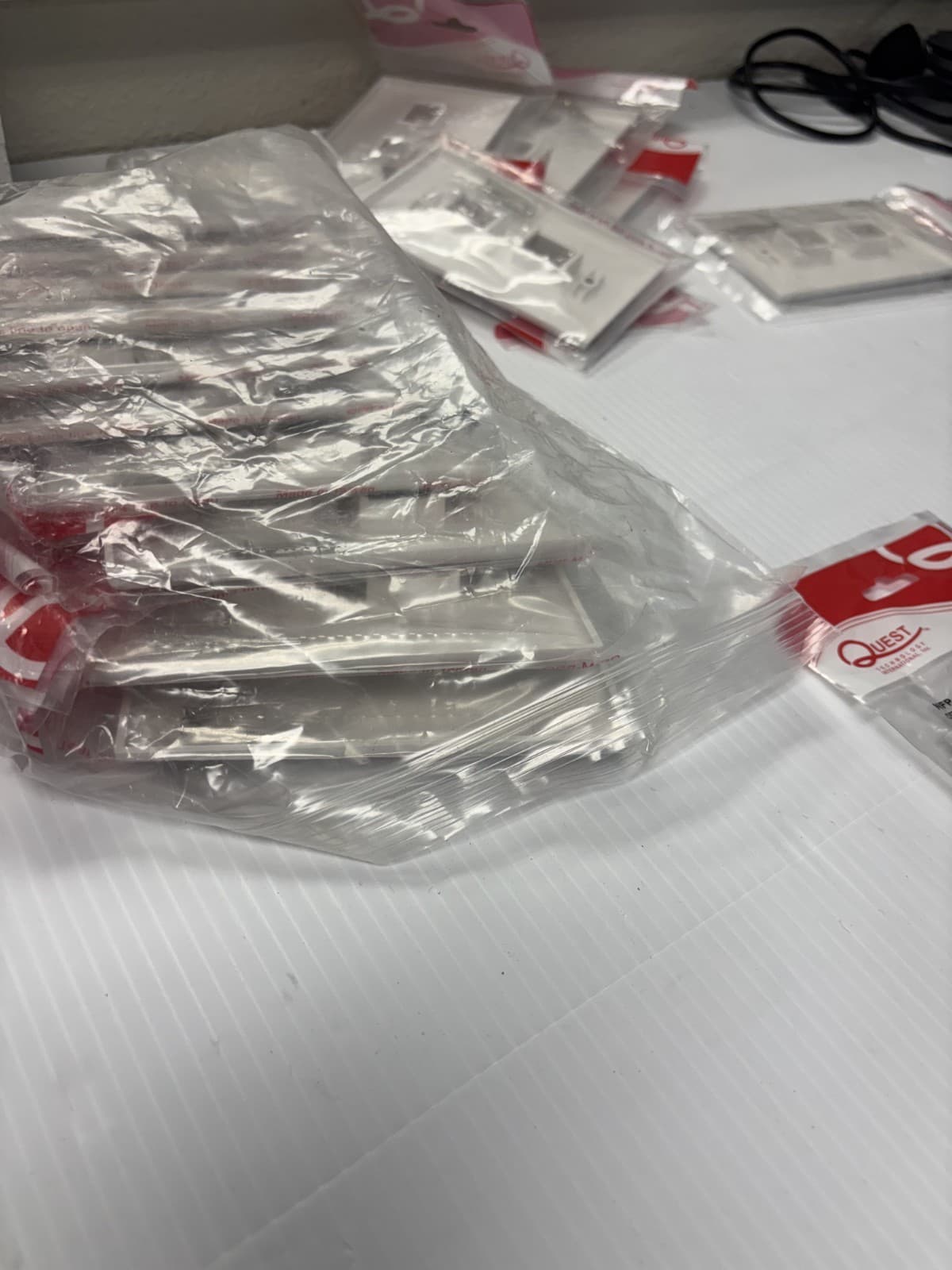 17Pack 2 Keystone Jack Wall Plate 1 Gang Faceplate Two Port Hole Wallplate White - Thumbnail 3