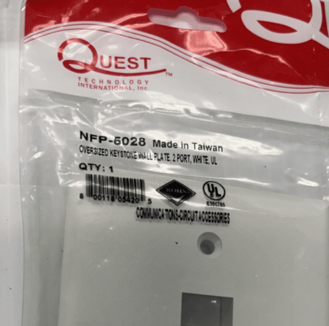 17Pack 2 Keystone Jack Wall Plate 1 Gang Faceplate Two Port Hole Wallplate White - Thumbnail 2