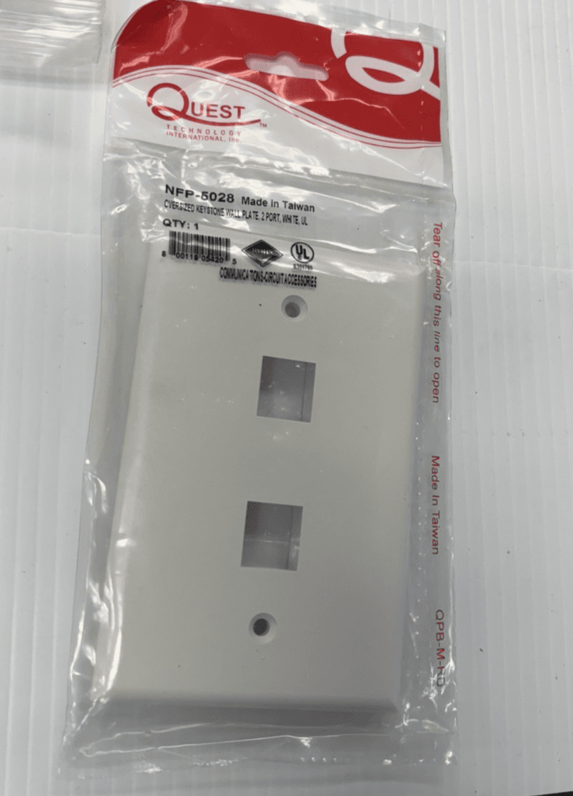 17Pack 2 Keystone Jack Wall Plate 1 Gang Faceplate Two Port Hole Wallplate White - Image 1