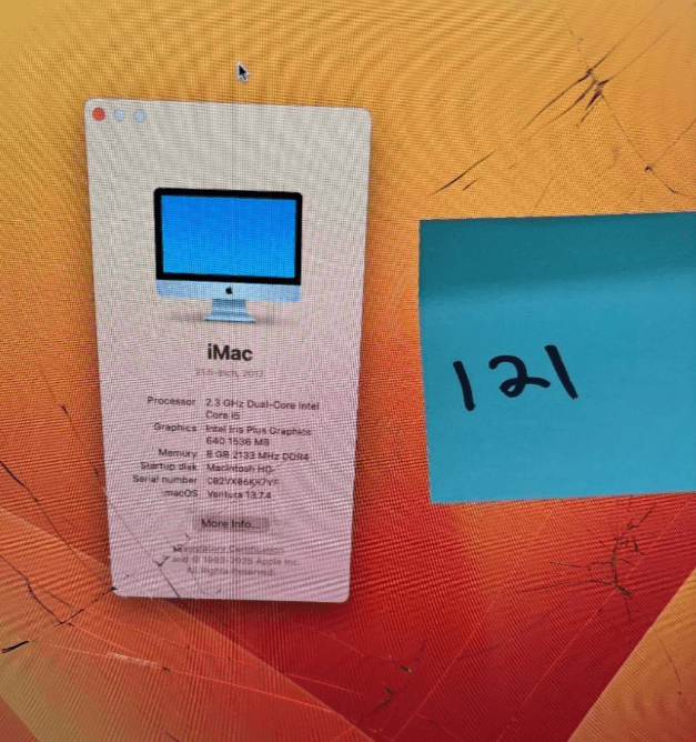 Apple iMac 21.5" A1418 Mid 2017 i5-7360U 2.3GHz Iris 640 Logic Board 820-00629-A - Thumbnail 3