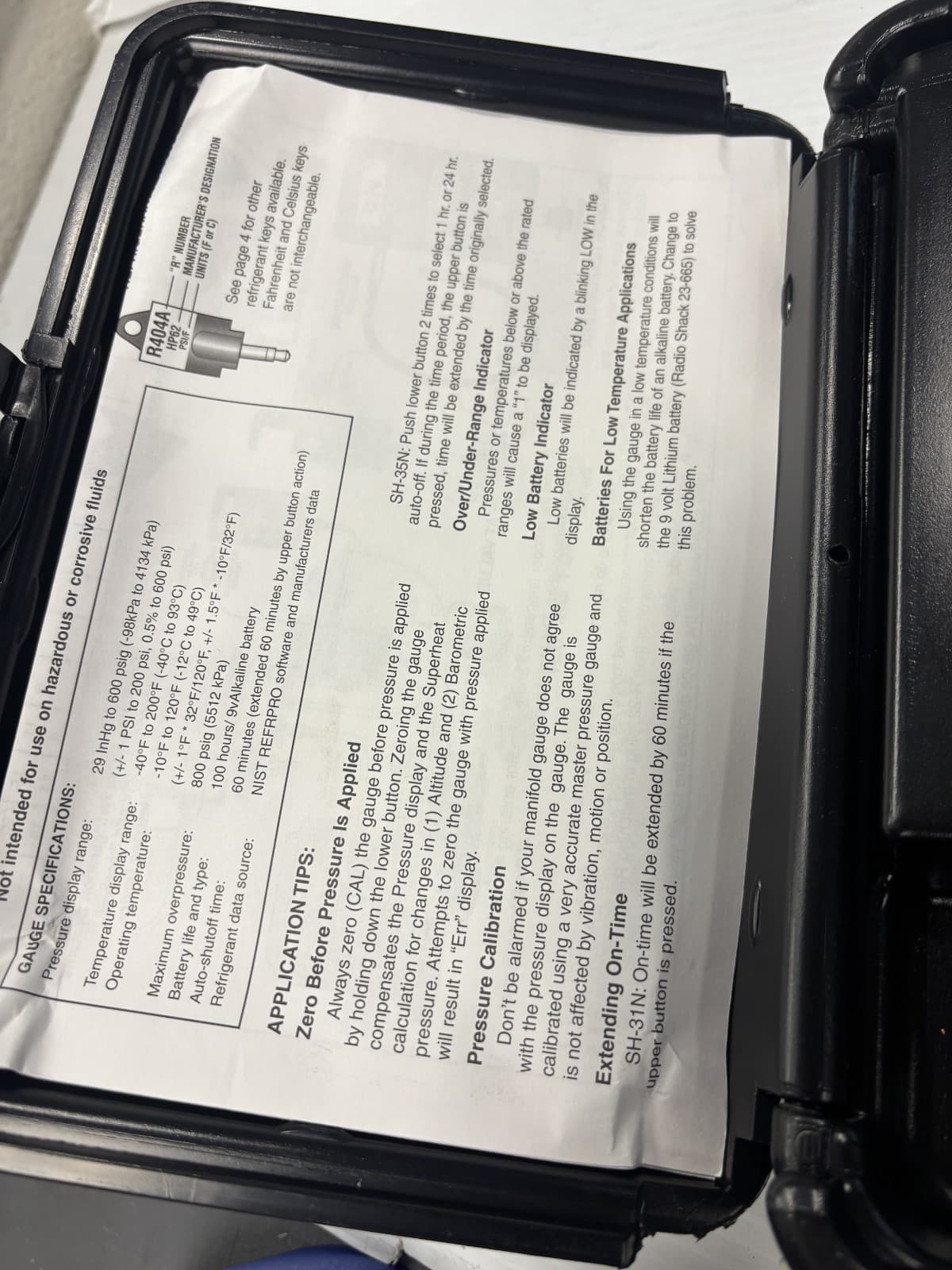 JB Industries SH-35N Superheat-Subcooling Pressure/Temperature Gauge EUC - Thumbnail 3
