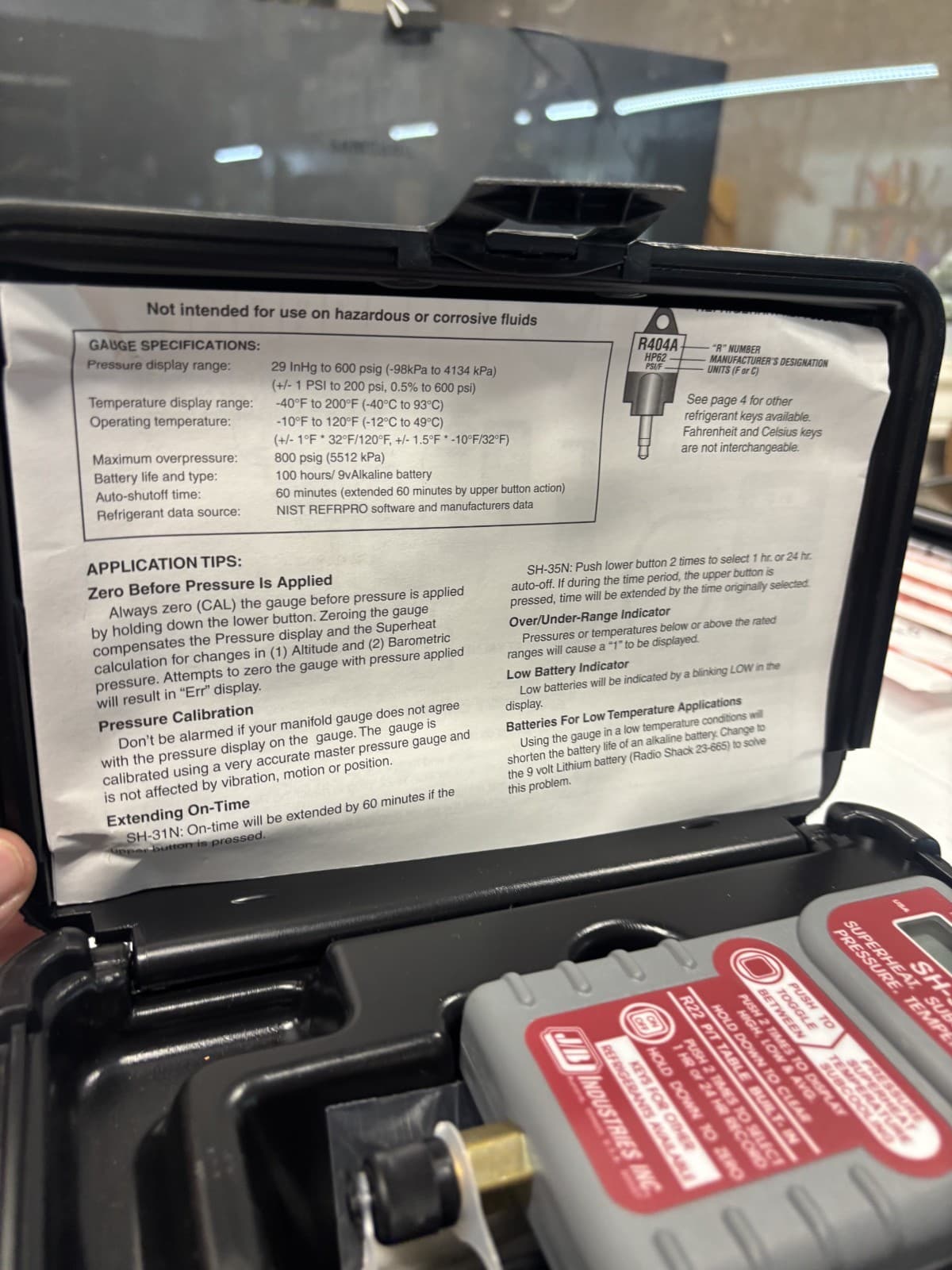 JB Industries SH-35N Superheat-Subcooling Pressure/Temperature Gauge EUC - Thumbnail 5