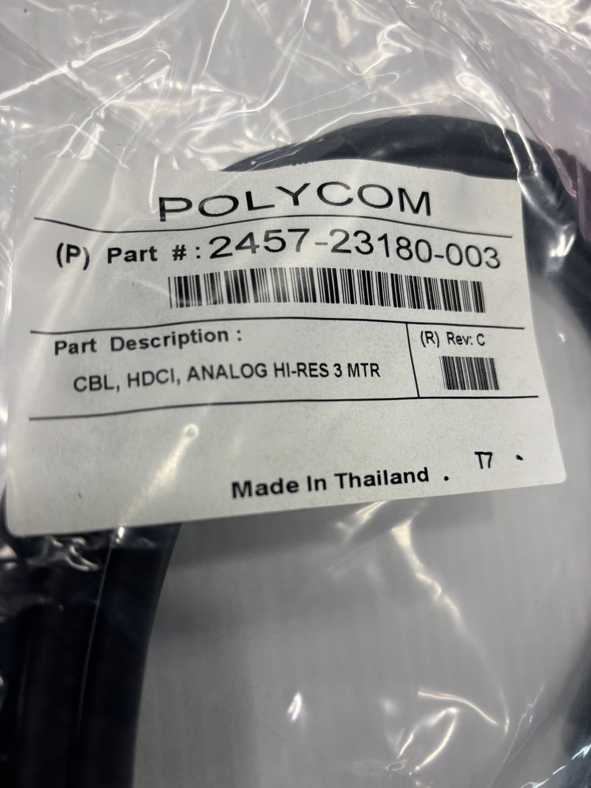 Polycom Camera Cable Male 2457-65015-003 3M 10FT Use w/ MPTZ-6/8/9 Cameras - Thumbnail 2