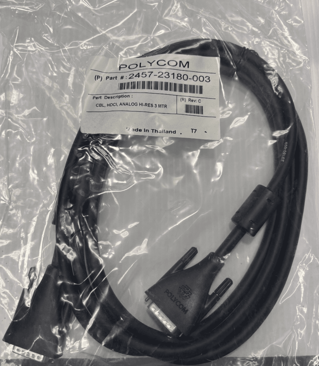 Polycom Camera Cable Male 2457-65015-003 3M 10FT Use w/ MPTZ-6/8/9 Cameras - Image 1