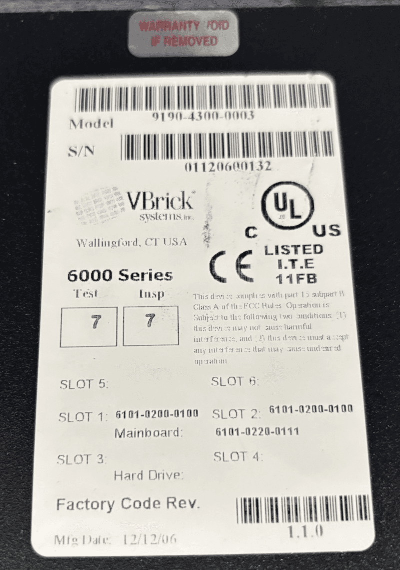 VBrick Systems 6000 Series Video Encoder Decoder powers on - Thumbnail 4