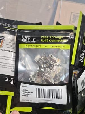 True Cable Cat6/6A Pass Through RJ45 Connectors Shielded 100 PCS - Image 1