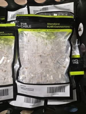 Lot x 10 True Cable 100PCS Unshielded RJ45 Standard Cat6 Connectors - Image 1
