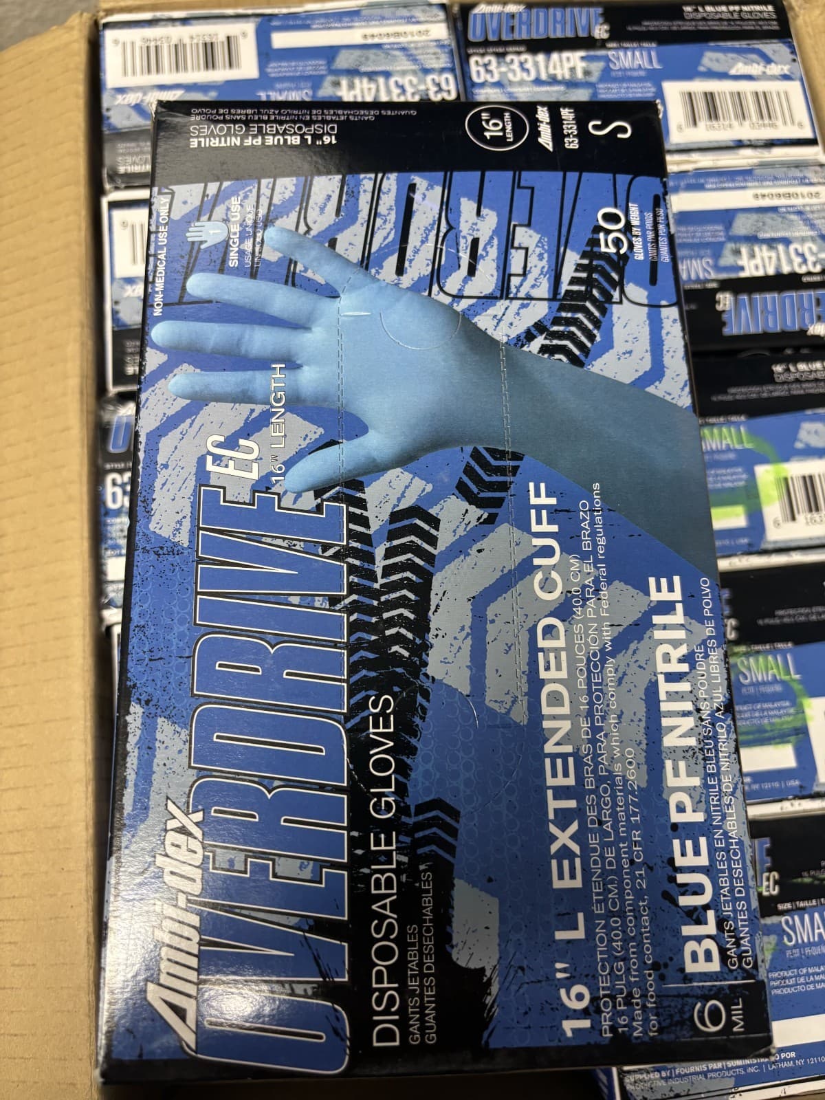 Blue Nitrile 16 in gloves box of 500 50 in each small box - Image 1
