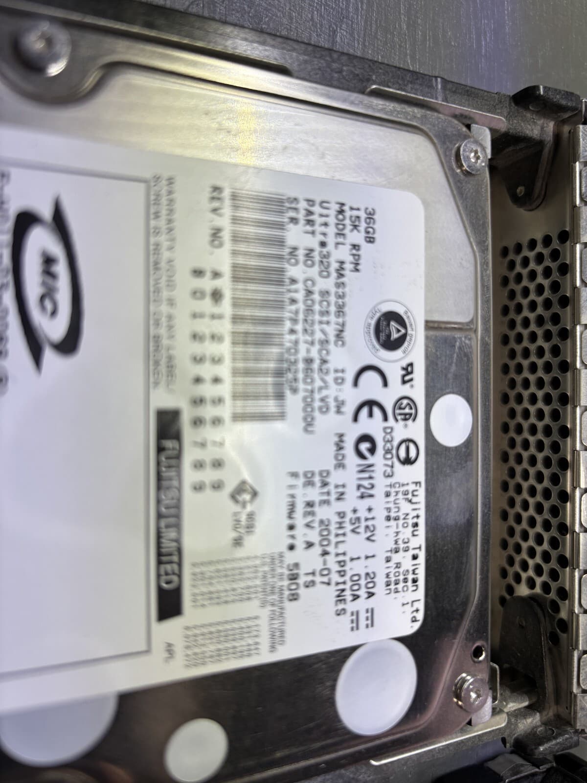 Fujitsu MAS3367NC 36GB Ultra320 15K RPM SCSI HDD - Thumbnail 3