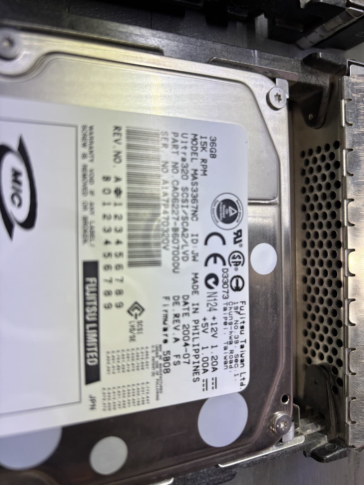 Fujitsu MAS3367NC 36GB Ultra320 15K RPM SCSI HDD - Thumbnail 4