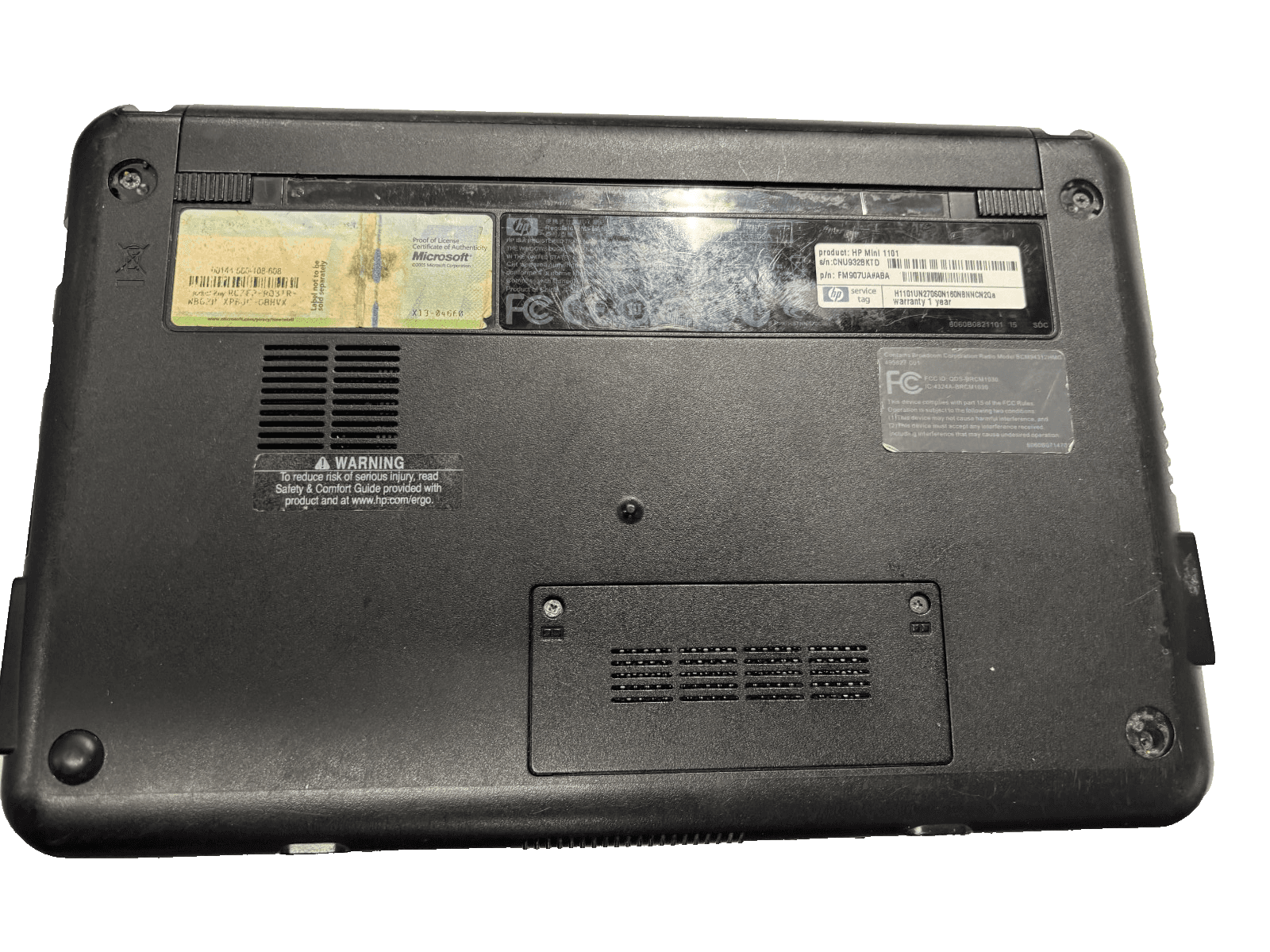 HP Mini 110-11 Model HSTNN-170c 10.1 Inch 160GB HDD 1GB RAM Windows XP w/ Cord - Thumbnail 4