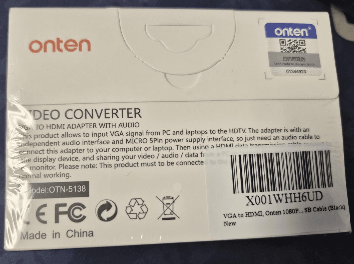 Lot of 5 Onten VGA to HDMI, 1080P VGA to HDMI Adapter (Male to Female) OTN-5138s - Thumbnail 2