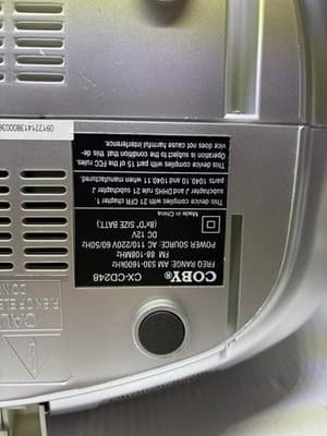 Coby CX-CD248 Portable Stereo Boombox AM FM CD Cassette Fully Tested Working - Thumbnail 9