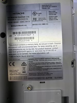 Hitachi CP-EX251N 3LCD Projector 2700 Lumens Home Theater 1080p HDMI - Thumbnail 6