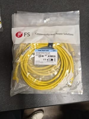 FS 10ft (3m) Cat6a 26AWG Snagless Shielded (S/FTP) PVC CM Ethernet Network Patch - Image 1