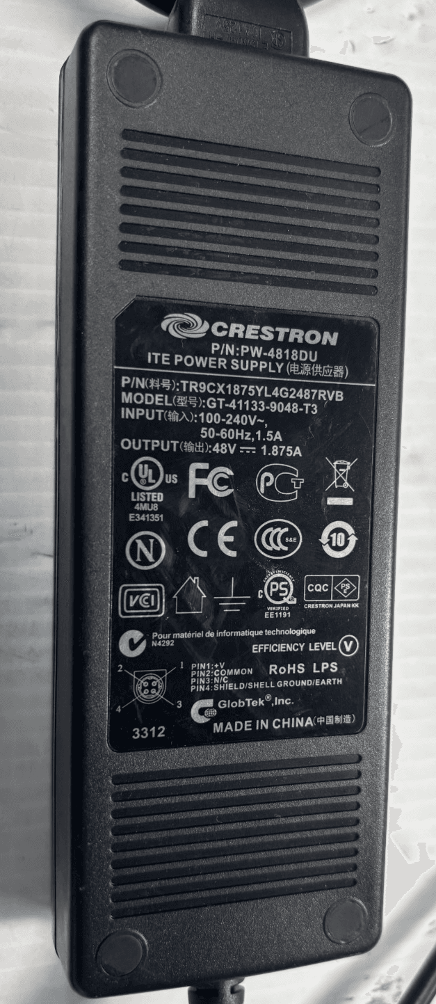 Crestron Power Supply Model gt-41133-9048-t3 48v 1.875a - Image 1