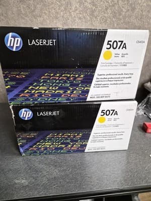 Lot of 2 New Sealed Genuine OEM HP CE402A Yellow Toner 507A LaserJet MFP M575 - Image 1