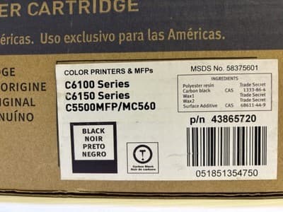 Oki 43865720 Genuine OEM Black Toner Cartridge C6100 C6150 C5500MFP MC560 - Thumbnail 2