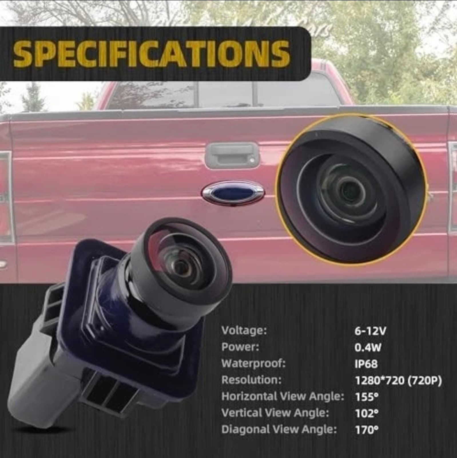 Backup Camera for Ford F150 2010-2014, Mustang 2015-2020, Lincoln MKC 2015-2019 - Thumbnail 3