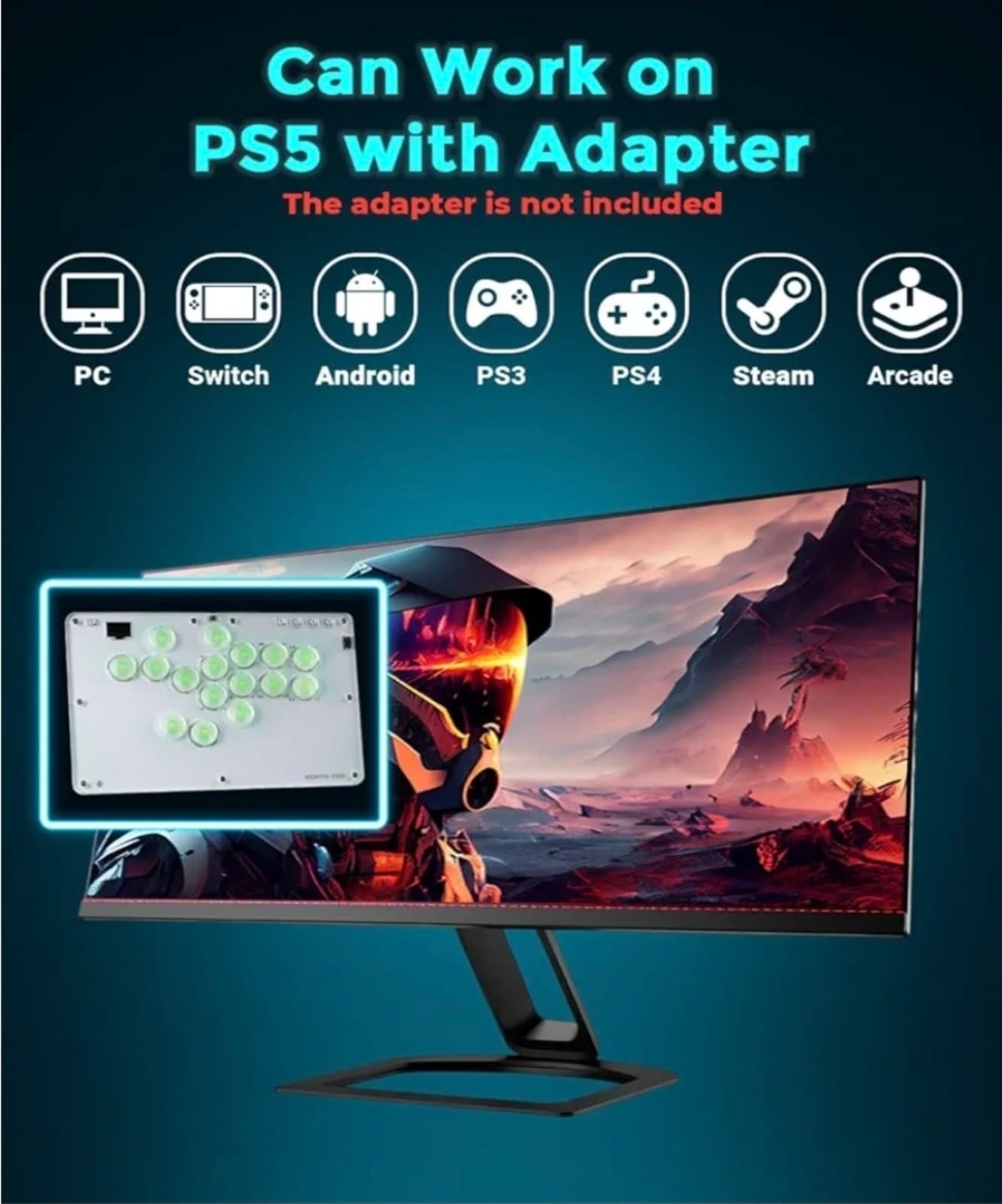 Arcade Controller 16Keys Compatible with PC/Ps3/Ps4/Switch/Steam,Fight Stick for - Thumbnail 6