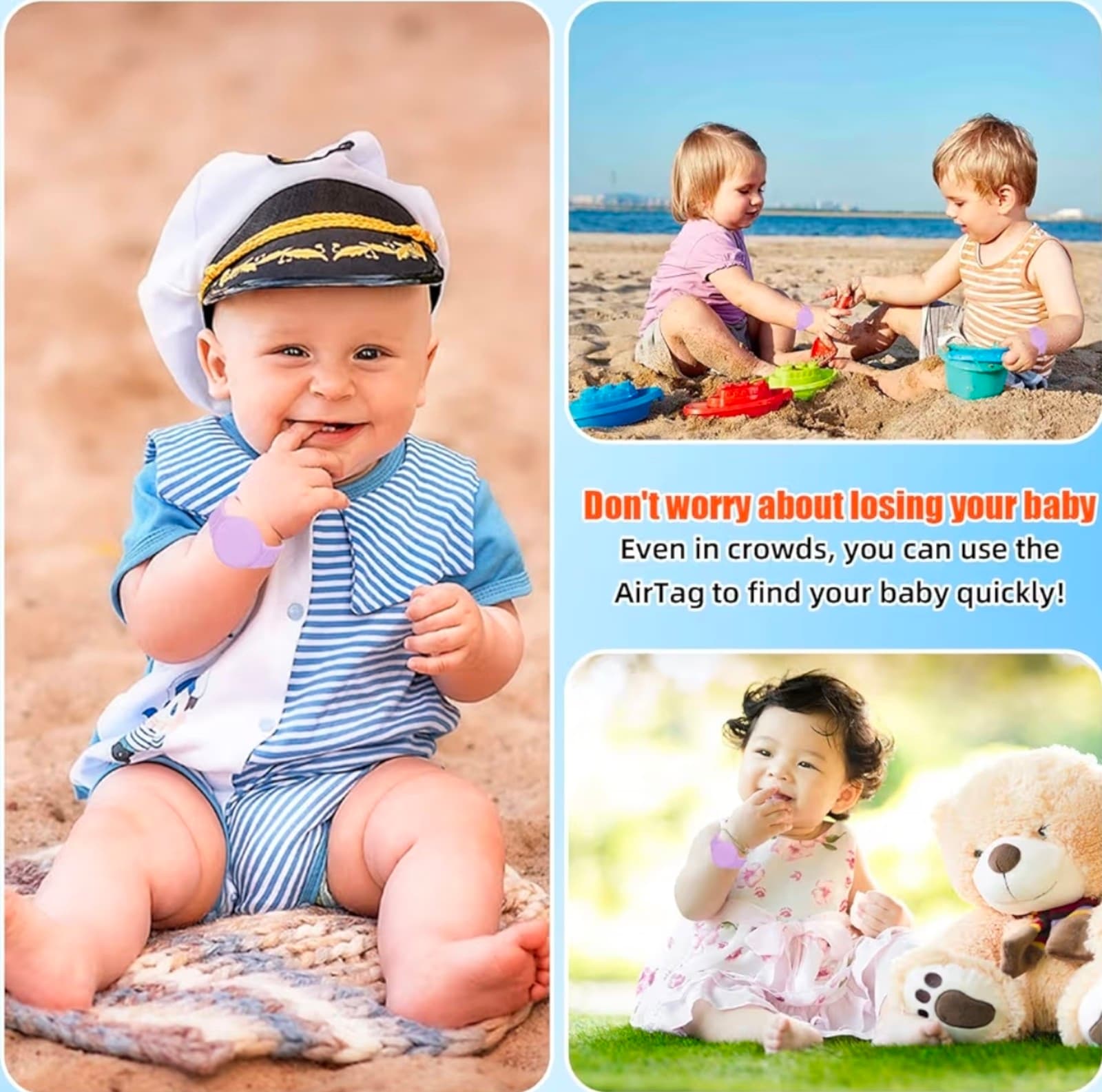 Kids Waterproof Airtag Bracelet Compatible with Apple AirTag, Hidden Silicon Pro - Thumbnail 6