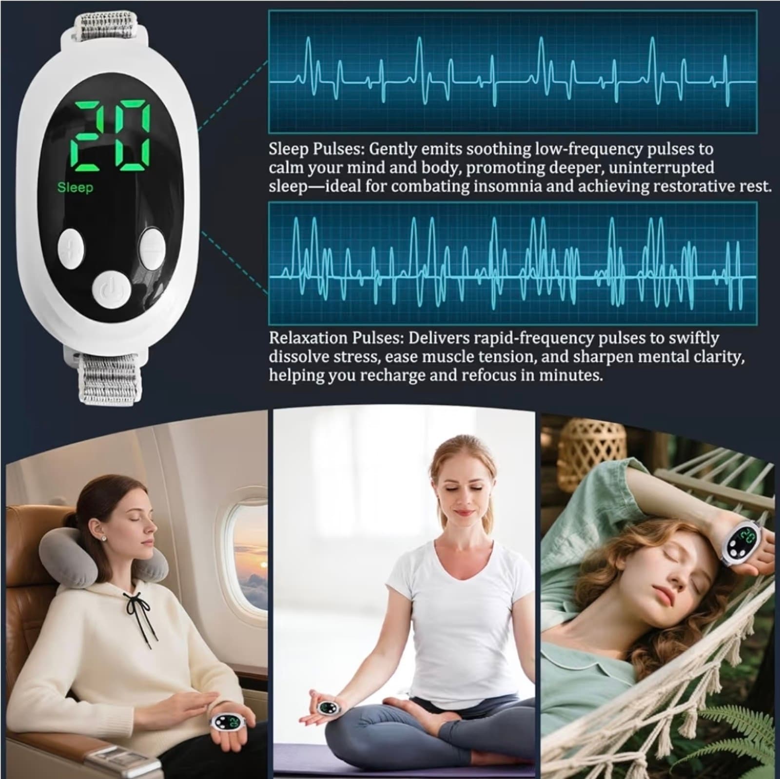 Handheld Sleep Aid Device, Sleep Assisted Low-Frequency Pulse Generator, Relief - Thumbnail 5