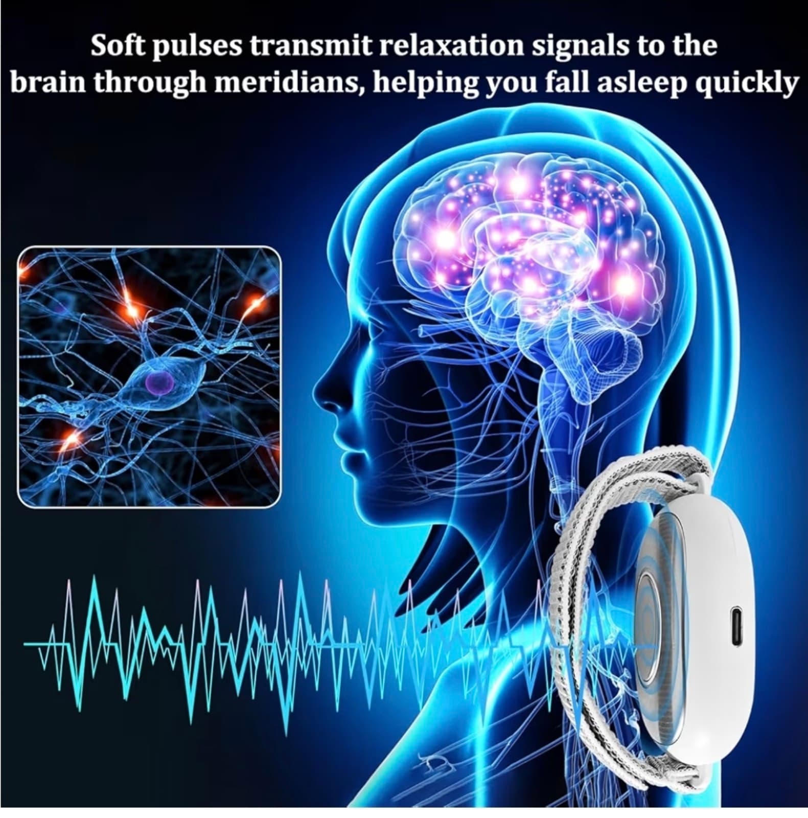 Handheld Sleep Aid Device, Sleep Assisted Low-Frequency Pulse Generator, Relief - Thumbnail 4