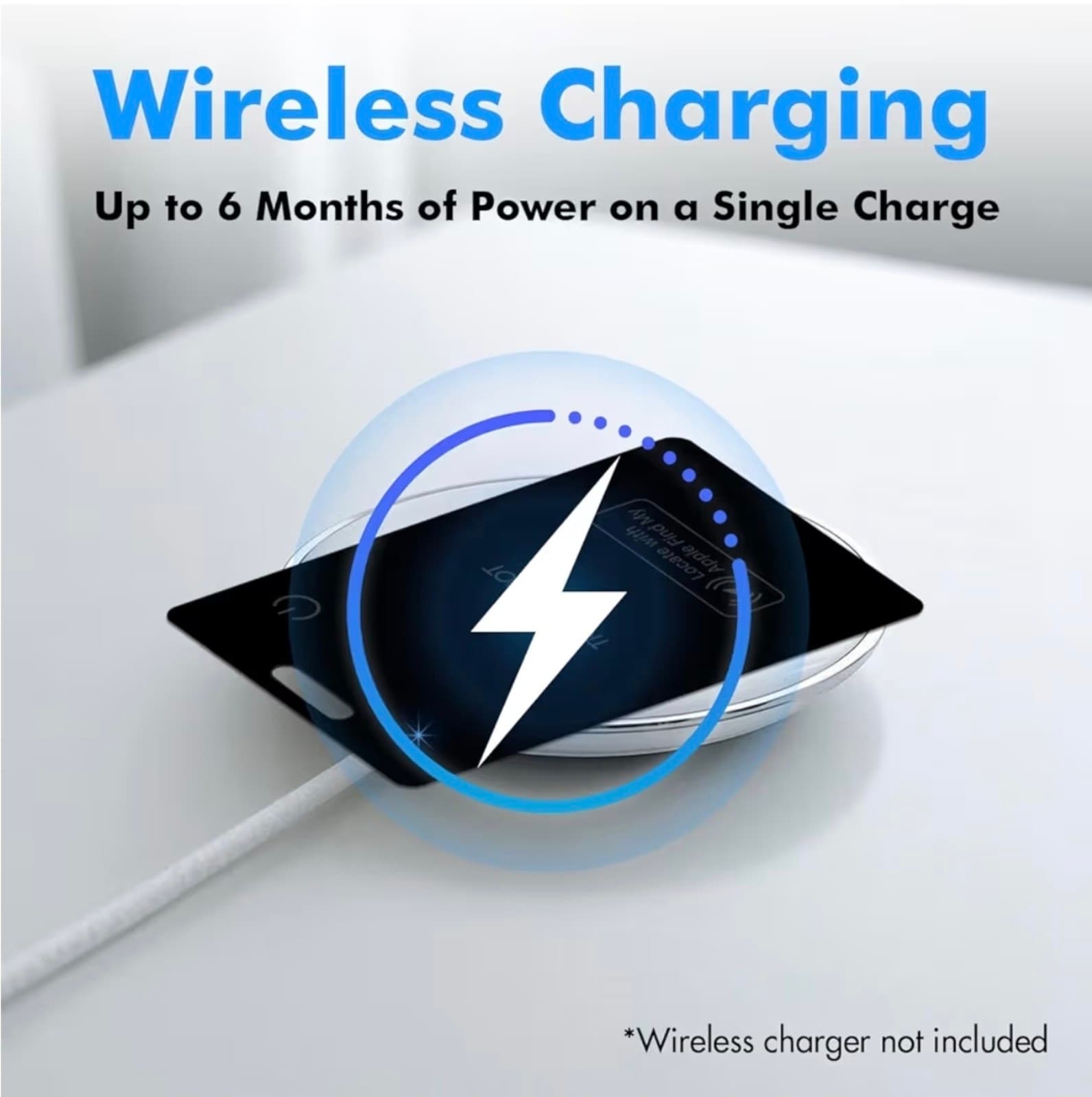 Wallet Tracker Card w/Wireless Charging [Apple MFi Certified] Rechargeable Thin - Thumbnail 5