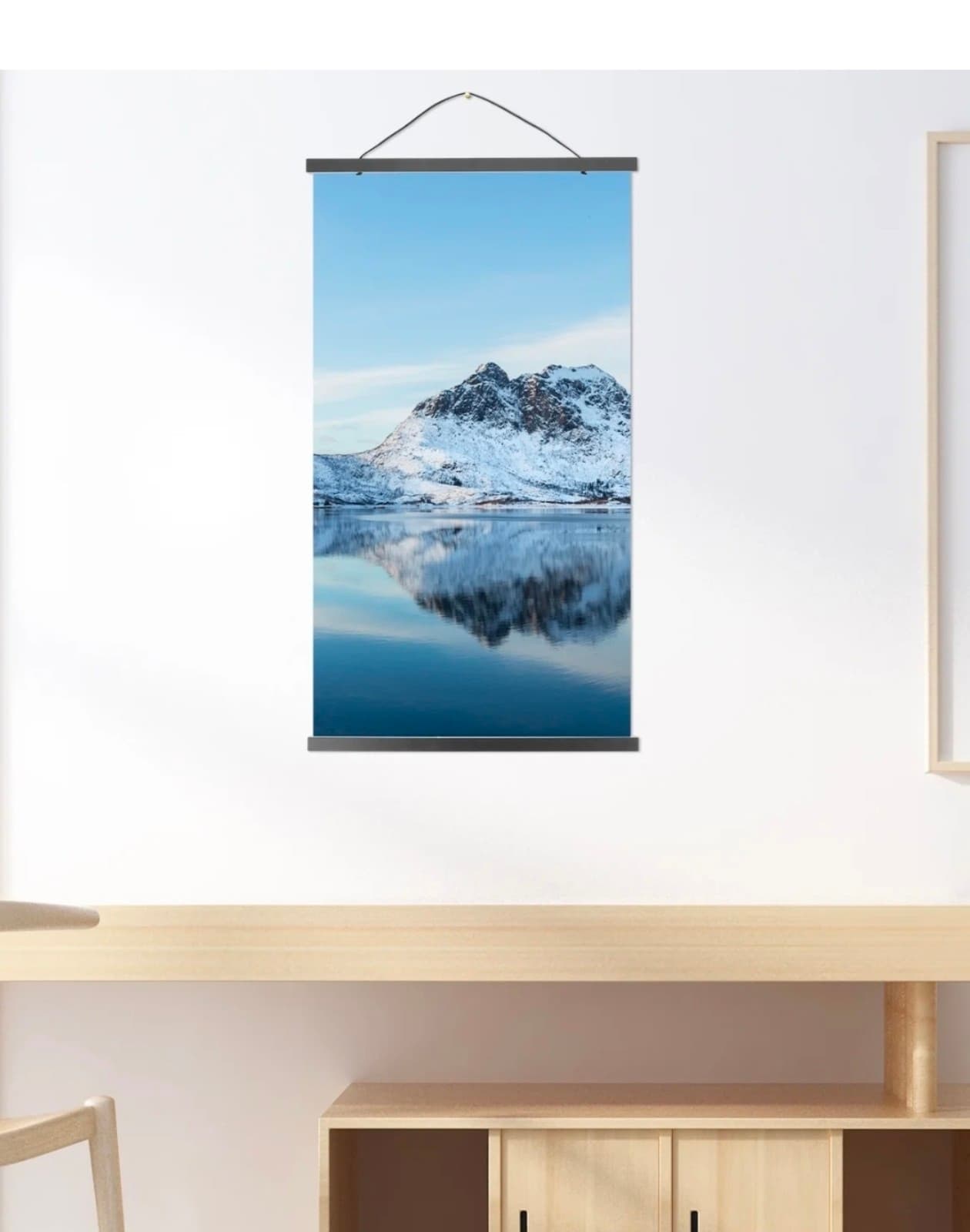 Magnetic Painting Hanger Posters Frame Wood Magnet Scroll Hanger - Thumbnail 4