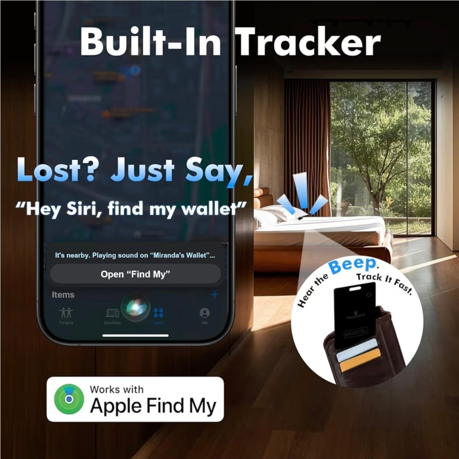 Wallet Tracker Card w/Wireless Charging [Apple MFi Certified] Rechargeable Thin - Thumbnail 4