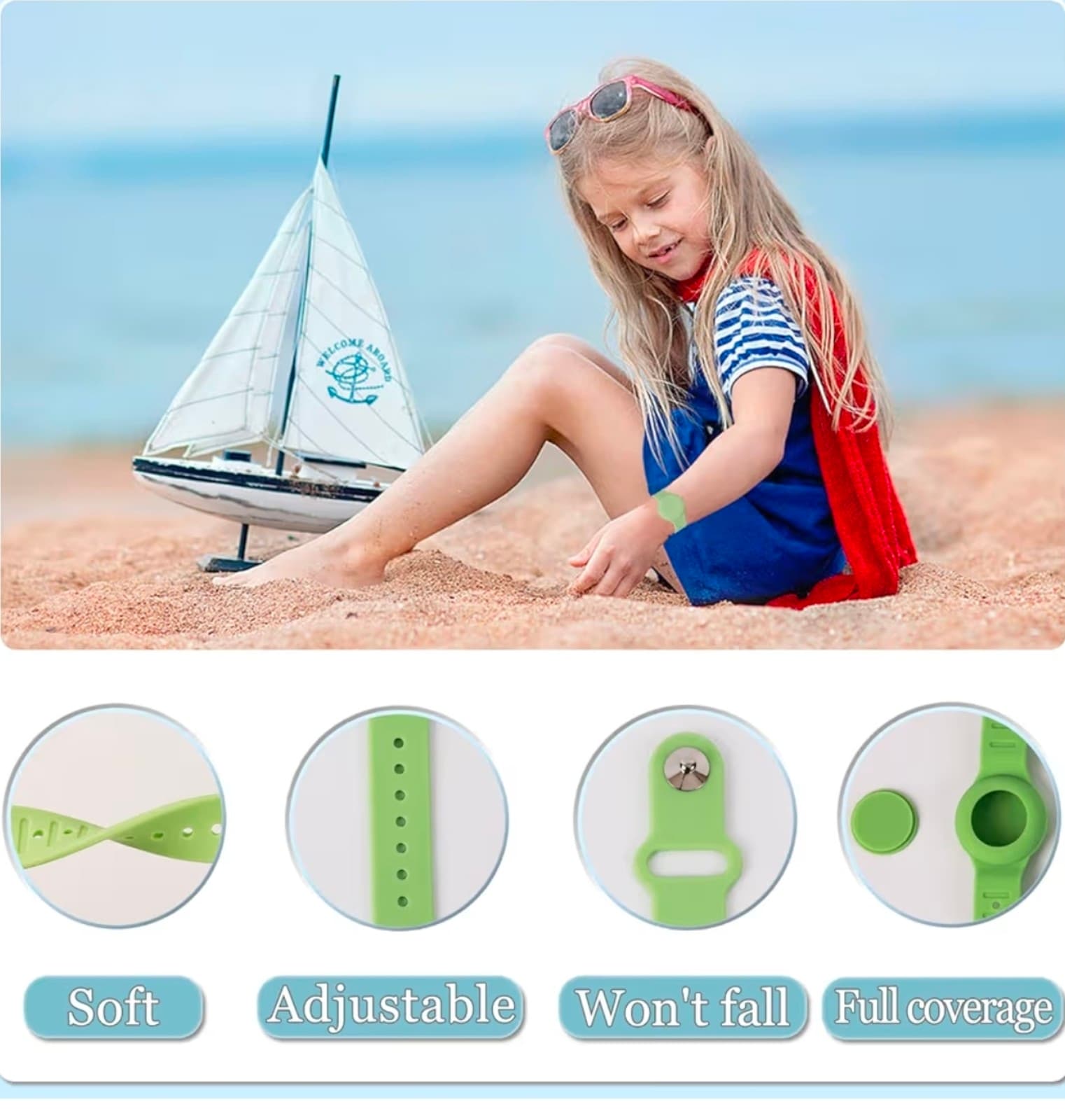 Kids Waterproof Airtag Bracelet Compatible with Apple AirTag, Hidden Silicon Pro - Thumbnail 3