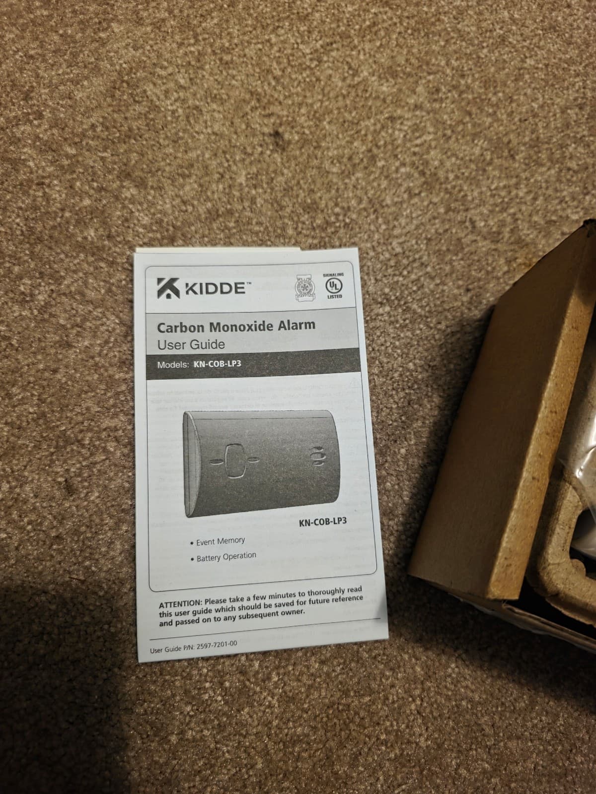 Kidde Carbon Monoxide Alarm Battery Powered w/ Batteries & Manual - Image 1