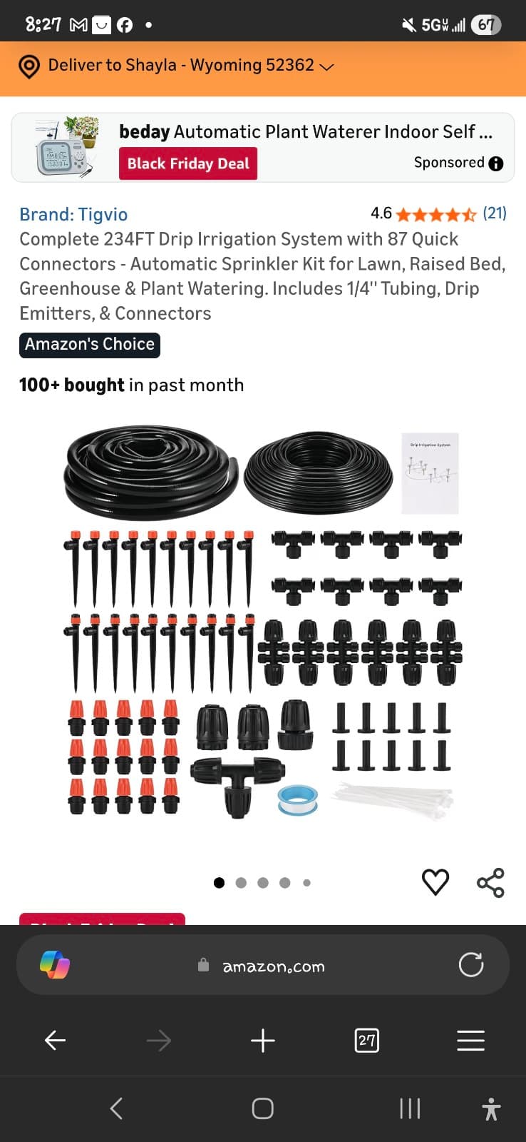 Complete 234FT Drip Irrigation System with 87 Quick Connectors - Automatic Sprin - Image 1