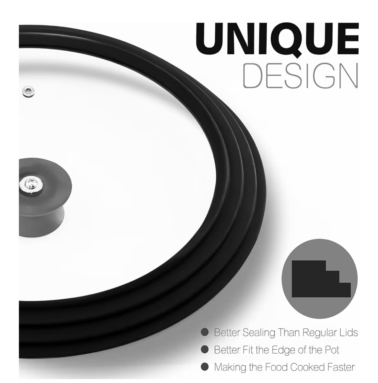 Silicone Universal Lid for Pots, Pans Tempered Glass fits 9.5, 10 & 11in - Thumbnail 5