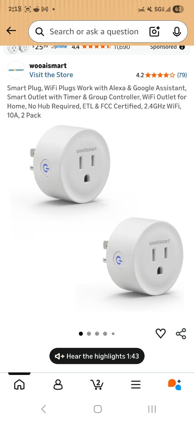 Smart Plug, WiFi Plugs Work with Alexa & Google Assistant, Smart Outlet - Image 1