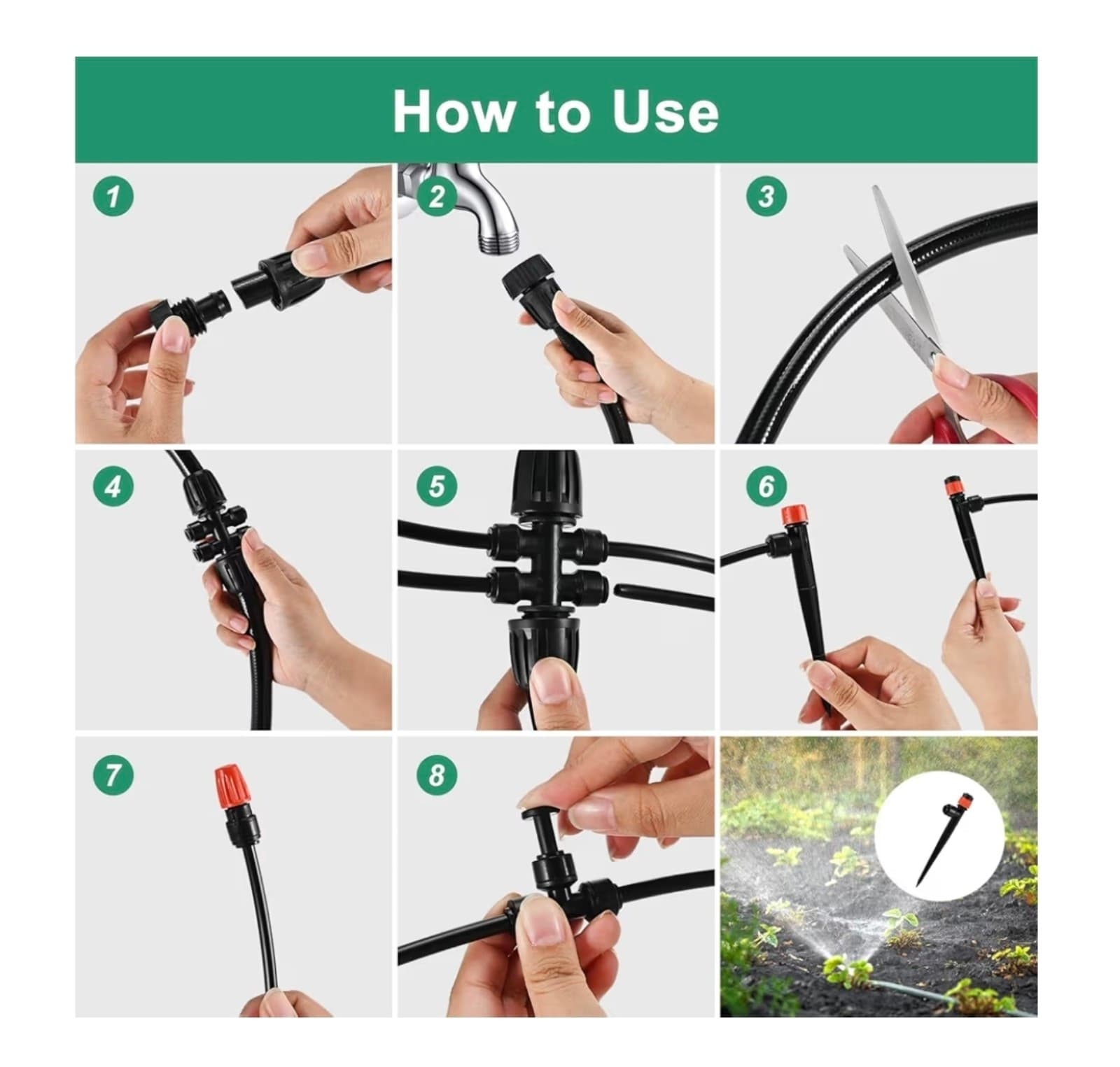 Complete 234FT Drip Irrigation System with 87 Quick Connectors - Automatic Sprin - Thumbnail 3