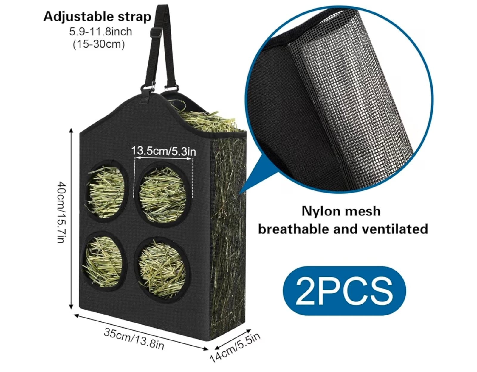 Hay Bags for Goats, Hanging Horses Slow Feed Hay Feeder with Metal Ring - Thumbnail 7