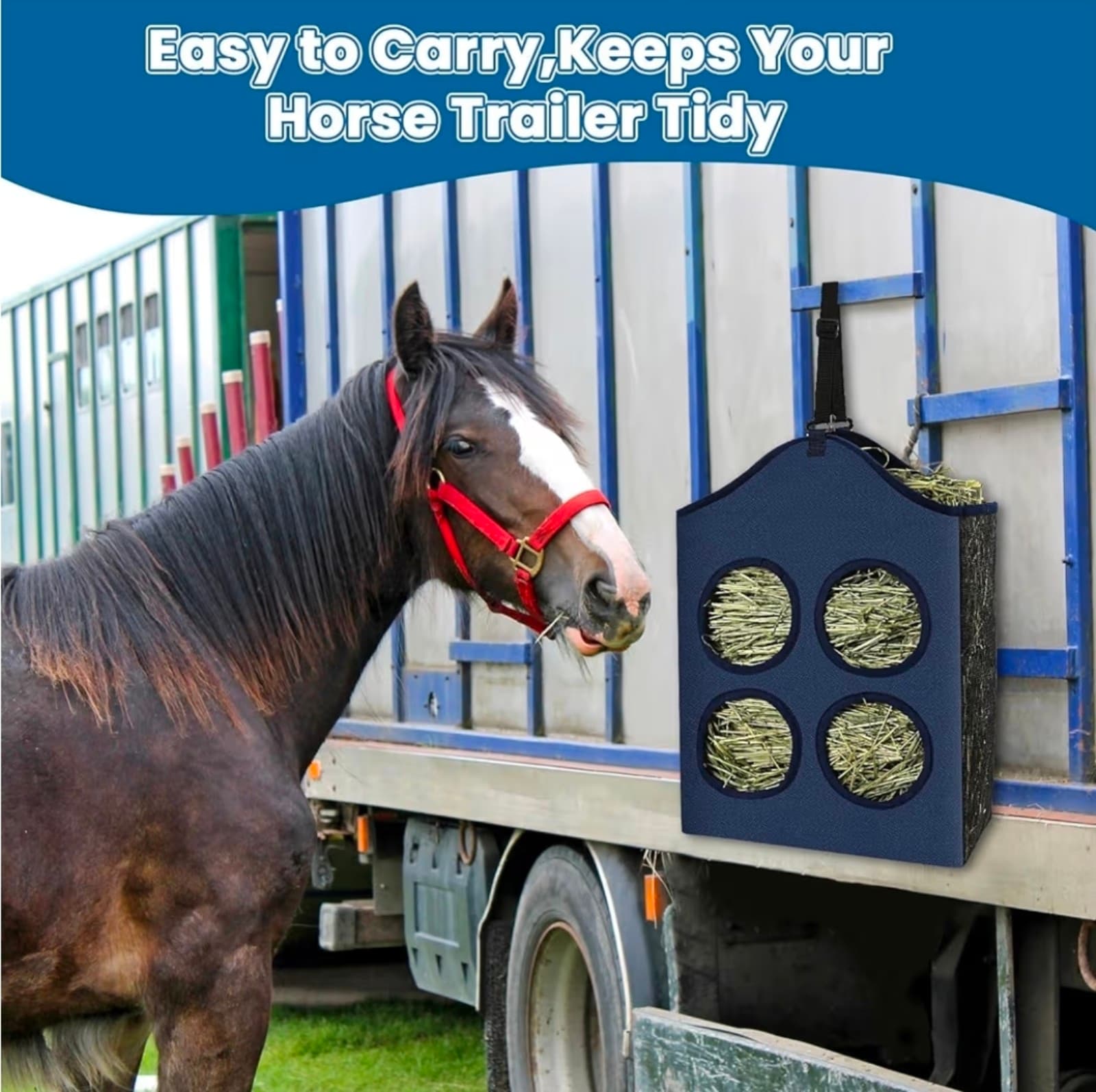 Hay Bags for Goats, Hanging Horses Slow Feed Hay Feeder with Metal Ring - Thumbnail 5