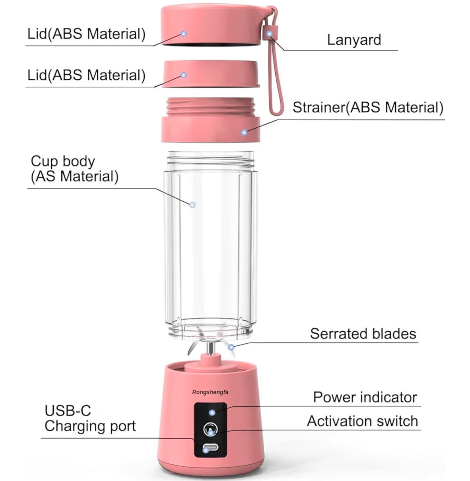 Portable Blender, Mini Pink Personal Blender Rechargeable! - Thumbnail 4