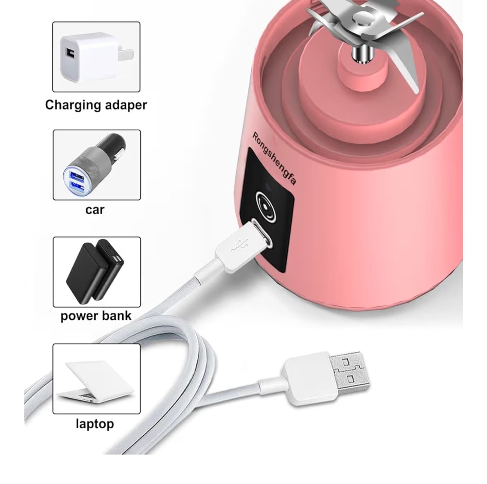 Portable Blender, Mini Pink Personal Blender Rechargeable! - Thumbnail 3